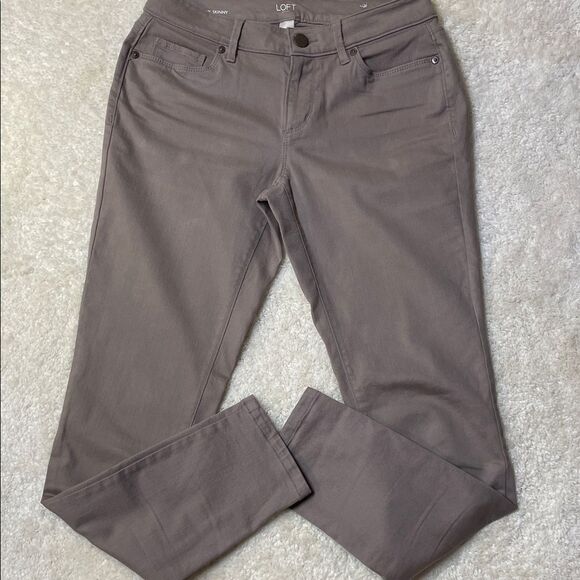 Loft Women’s Denim Khaki Tan Curvy Skinny Pants Sz 4 - Picture 1 of 10